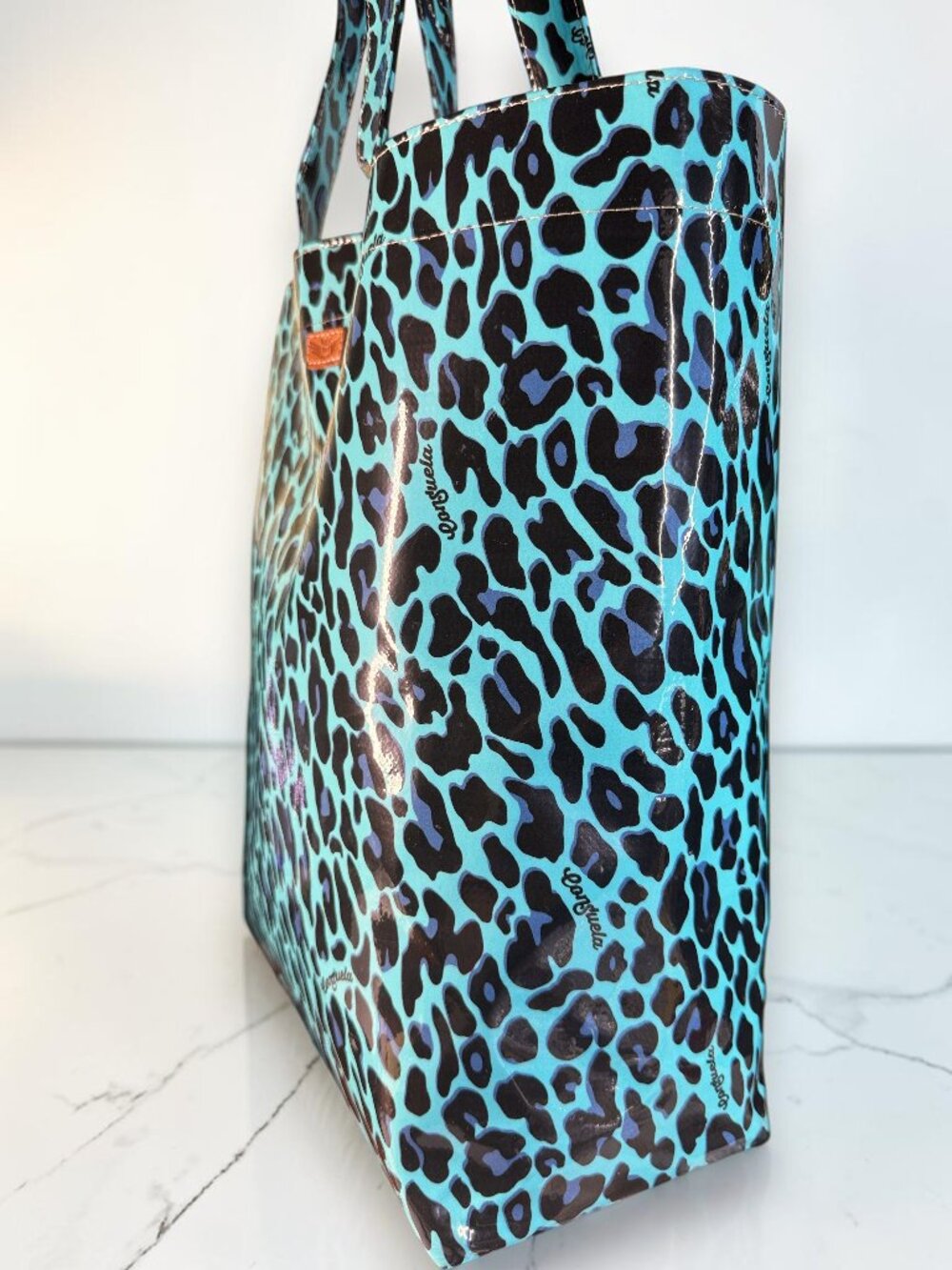 Consuela “Blue Jag” Grab ’N Go Basic Bag Turquoise Leopard Tote - Picture 6 of 16